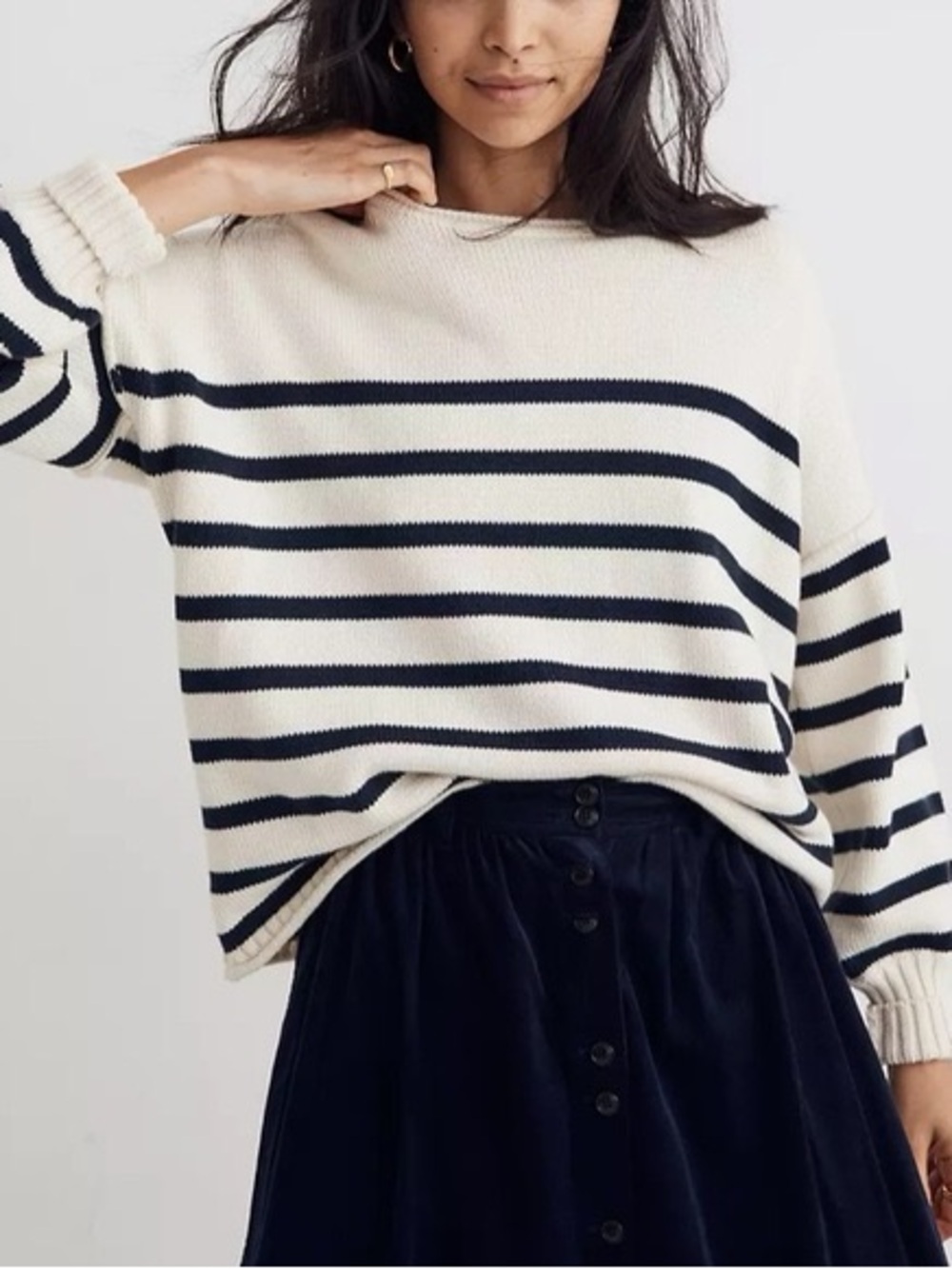 Madewell striped rollneck pullover sweater
